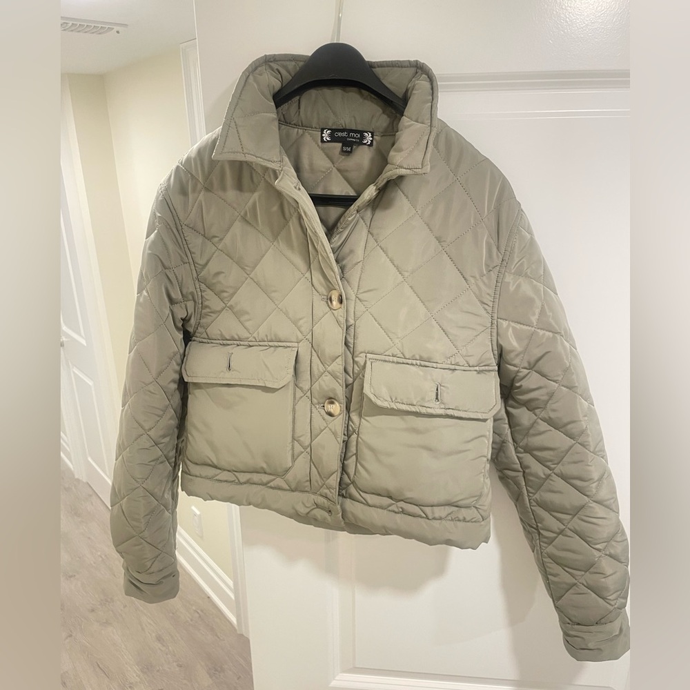 Women's Quilted Puffer Jacket - Olive Green